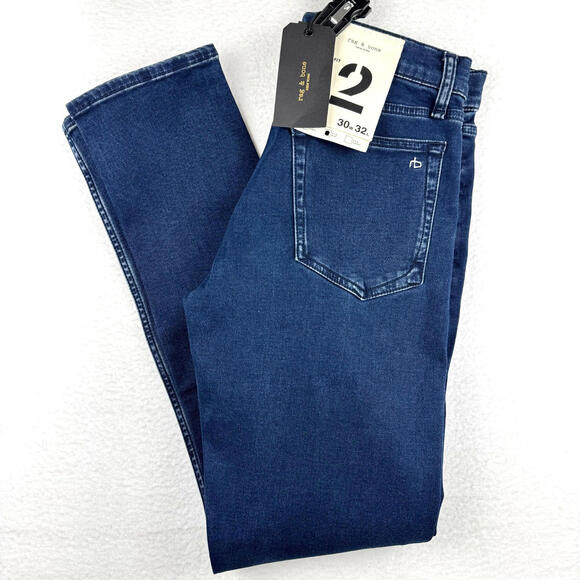 NEW Rag & Bone Men's 30x32 Fit 2 Slim Straight Denim Jeans Rinse Wash $195 MSRP